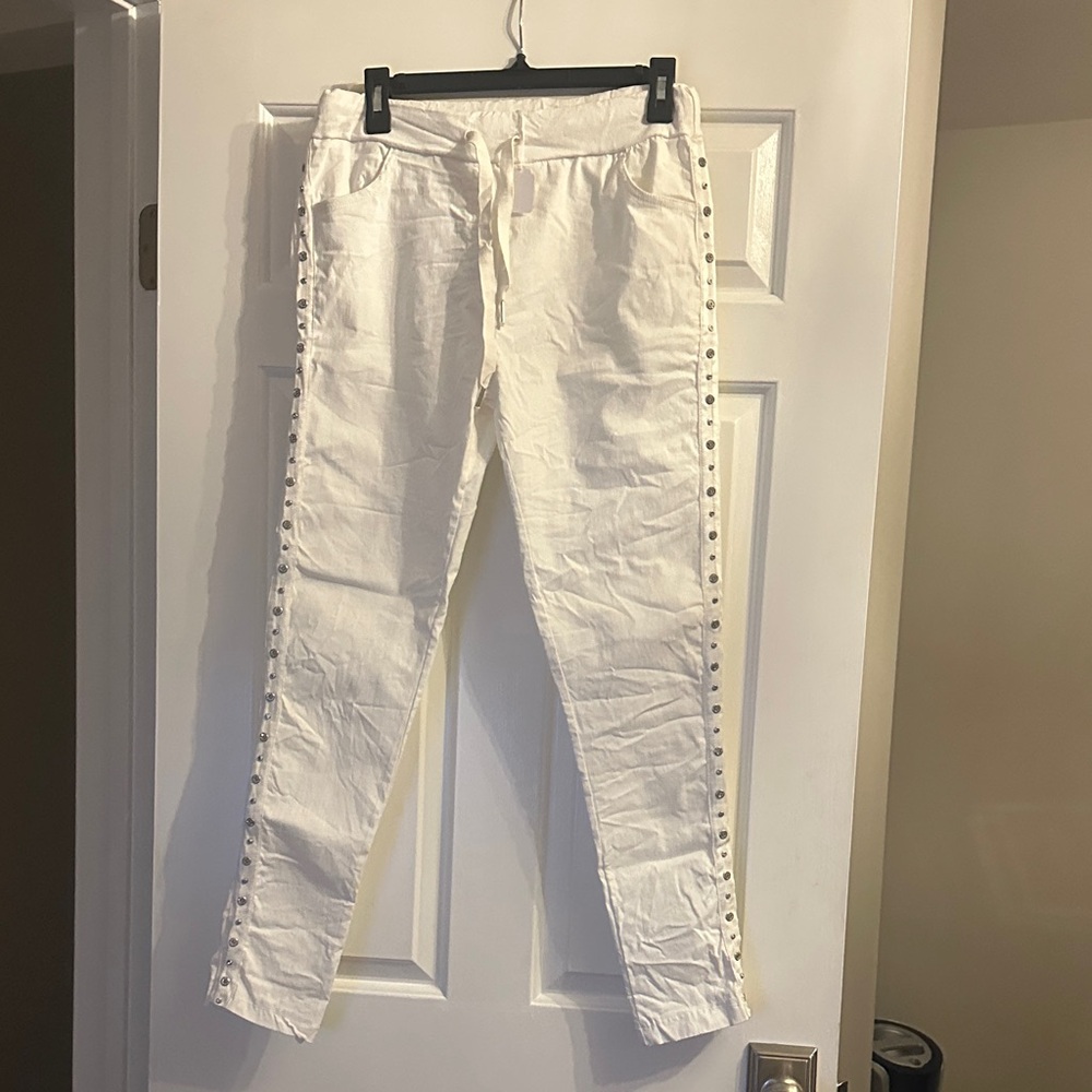 White Pants with Side Studs